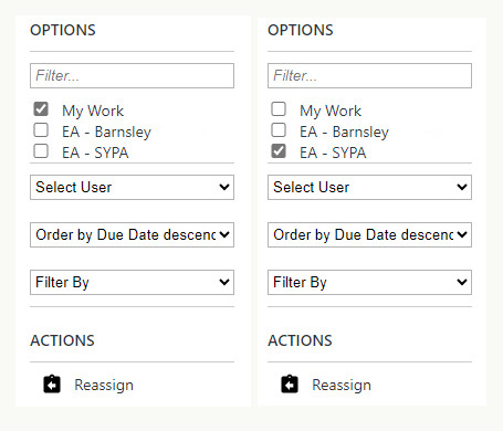 Work Feed options